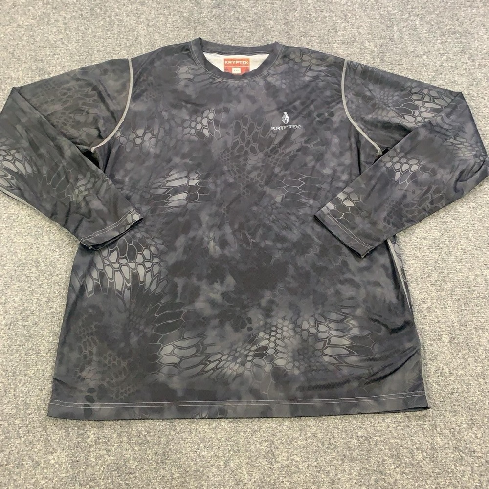 Kryptek Typhon Shirt Mens 2XL Gray Long Sleeve Camo Hunting Athletic Performance